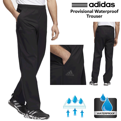 MENS GOLF WATERPROOF TROUSERS ADIDAS PROVISIONAL WATERPROOFS BLACK