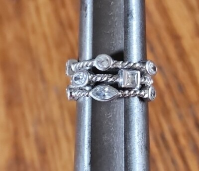 Exquisite 'PZ' Israel Sterling Silver 925 Cz Pearl Sz Ring