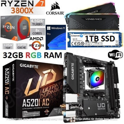 AMD Ryzen 3800X 32GB RGB RAM 1TB SSD A520I AC ITX