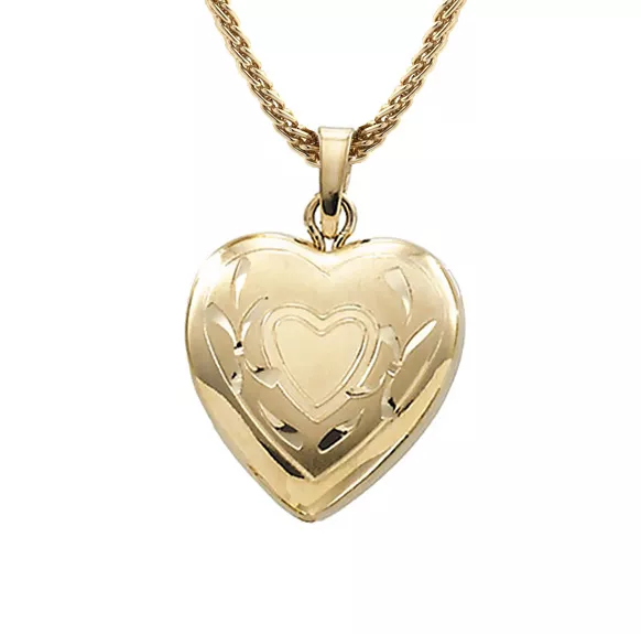 Gold Heart Locket 14k holds 2 pictures inside