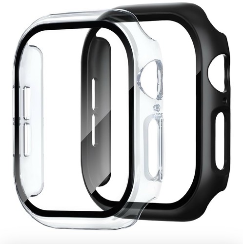 Slim Apple Watch Cover for iWatch Series 10 - Black/Clear 42mm By Foamia 2 Pack