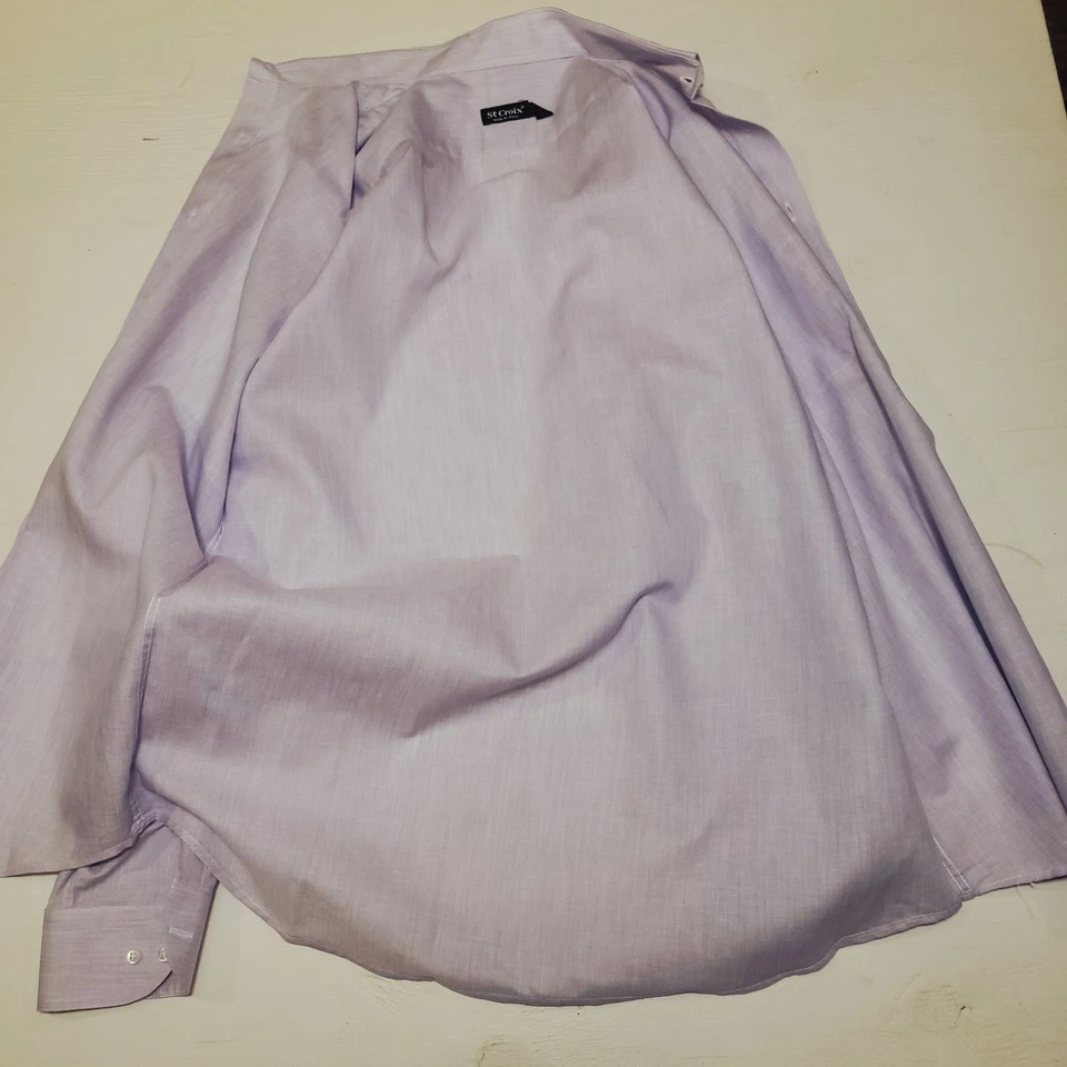 Camisa grande con botones St. Croix para hombre 16-16,5 lavanda algodón mezcla de lino Foto 2 de 4