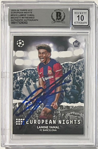 2023-24 Topps UCC European Nights #EN10 Lamine Yamal Signed RC Beckett Auto 10