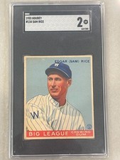 1933 Goudey Baseball Card #134 EDGAR (SAM) RICE Washington Senators SGC 2