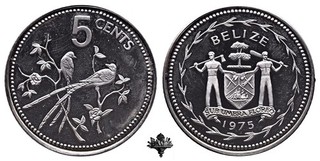 BELIZE 5 cents 1975 SILVER Silbermünze Elizabeth II