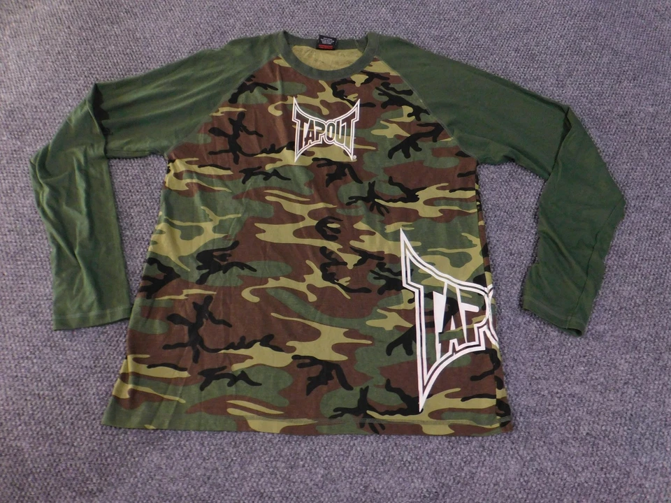 Tapout Shirt Mens 2XL Camo Green Long Sleeve MMA Logo Graphic Made USA Cotton - Image 2 of 4