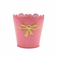 Metal Planter Pot Decorative Pot with Bow Ornament Tapered for Patio