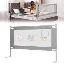 Babybettgitter 150cm Grau Bestickt Leicht zu Reinigen Einfache Installation
