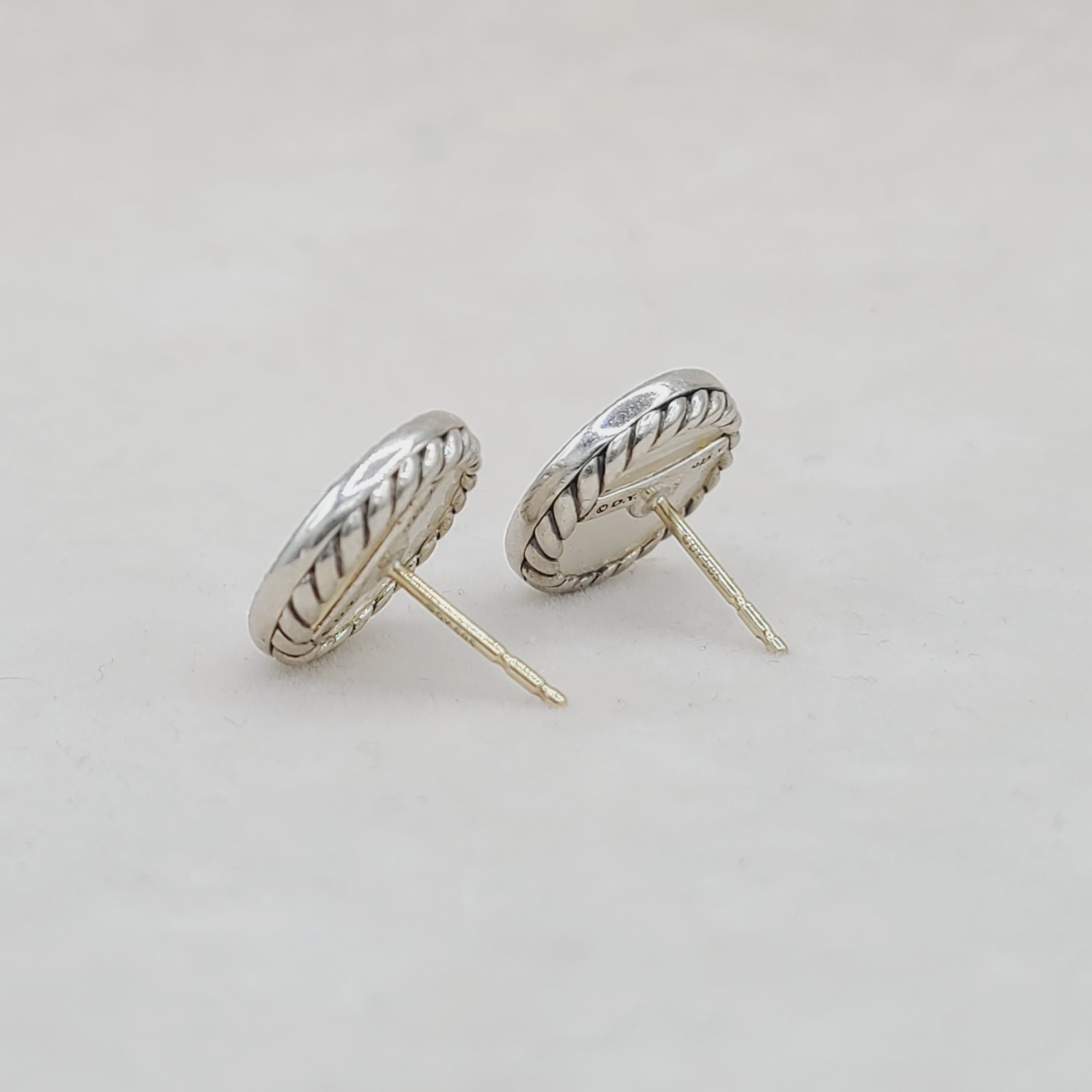 David Yurman Elements Button Earrings With Mother… - image 5