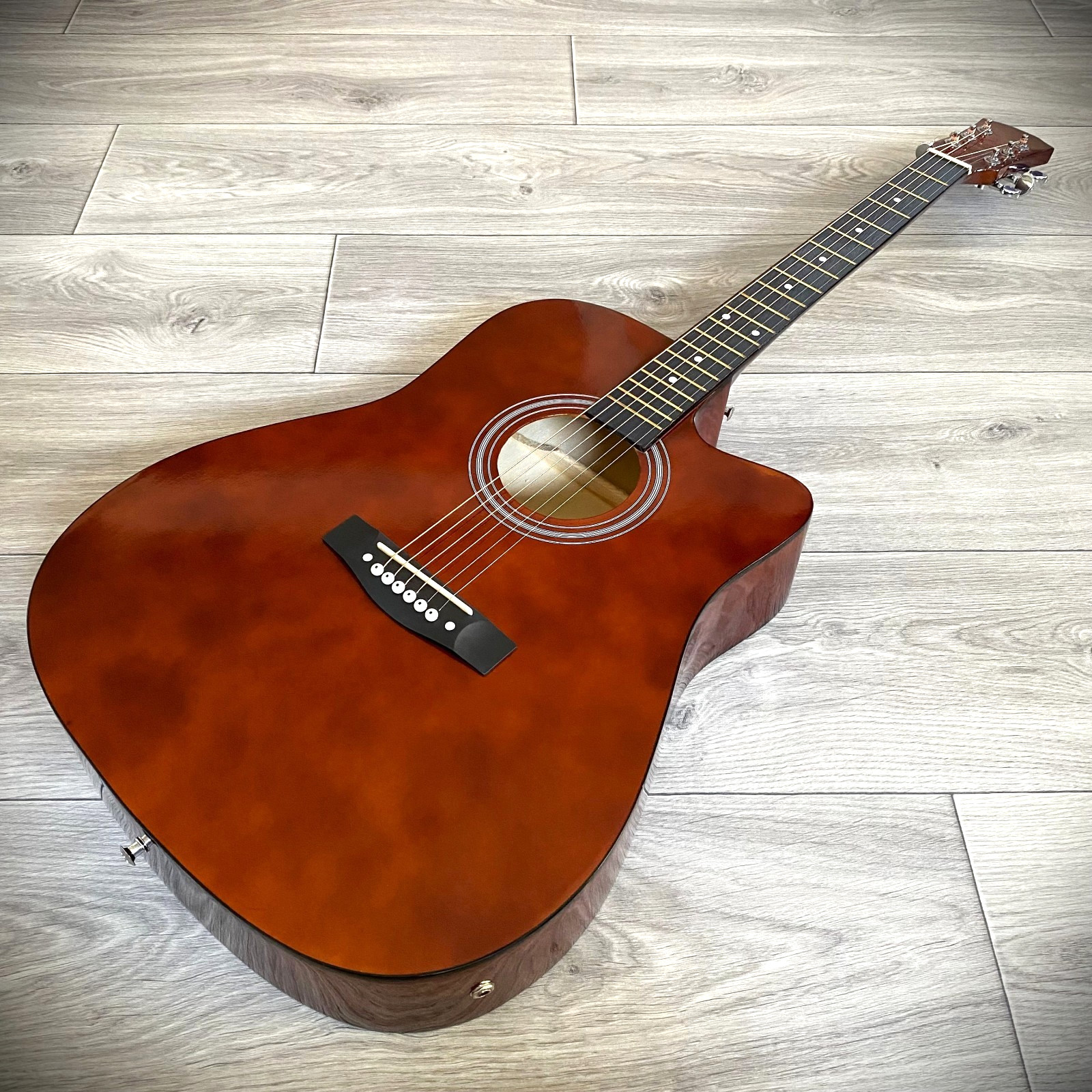 Full-Size 41 Pollici Chitarra Elettrica Acustica e 15 Watt Amplificatore Starter Pack, Marrone foto 3