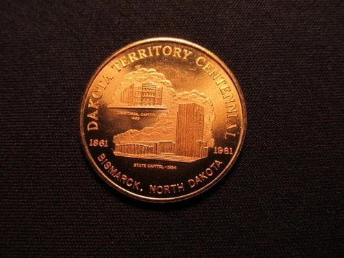 1961 Bismarck, North Dakota Medal - Dakota Territory Centennial Medal Coin - V2