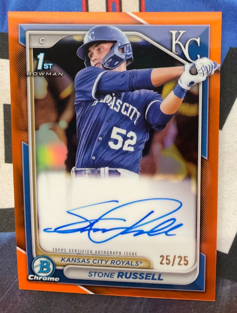 2024 Bowman Chrome #CPA-SR Stone Russell Auto Orange Refractor 25/25 1st Bowman