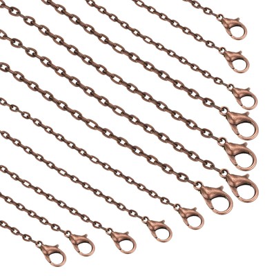 20 Pack 22 Inch Necklace Chains Bulk 2.5mm Red Copper Plated Cable Chains