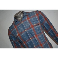 33093 Lucky Brand Dress Shirt Blue Plaid Cotton Size Medium Mens