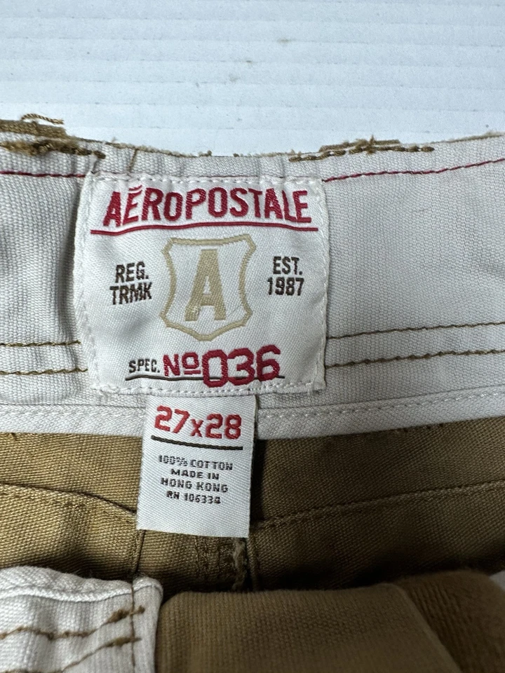 Pantalones cargo Aeropostale Teen Boys 27 X 28 marrón algodón vintage años 90 Y2K nuevos Foto 4 de 4
