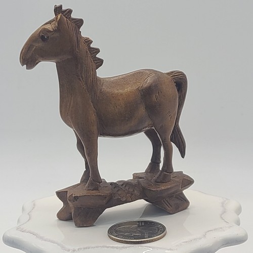 4 VTG Horse Figurines 3 Ceramic 1 Handcarved Wood, Standing, Rearing, NO CHIPS - 第 14/15 張圖片