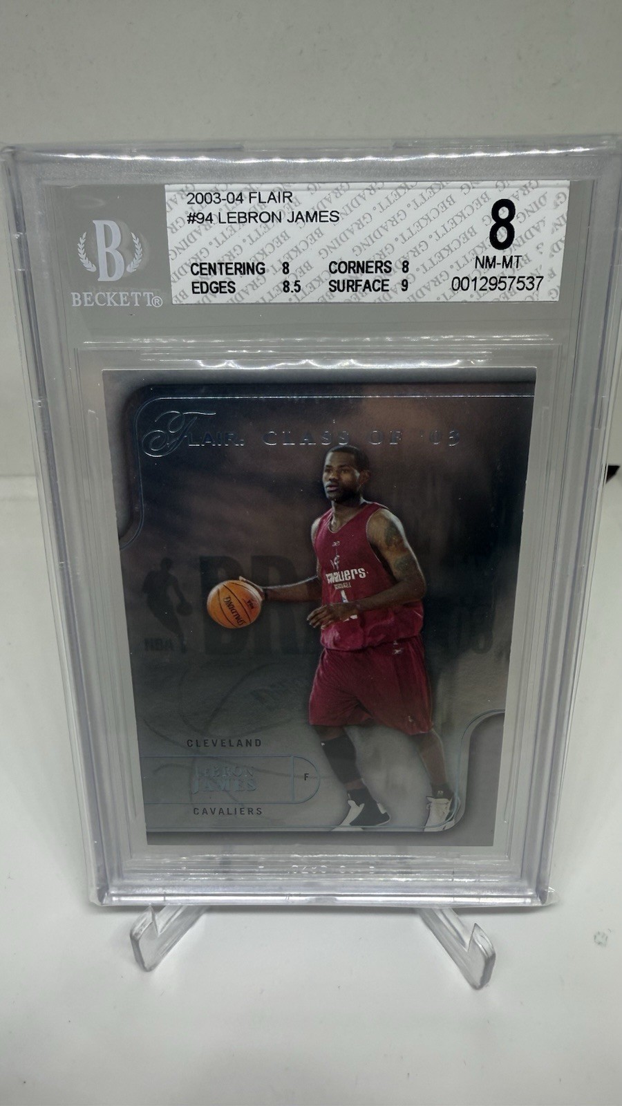 2003-04 Flair LeBron James RC Rookie #94, #/500 BGS 8