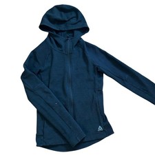 Reebok Full Zip Hoodie Women Small Navy Blue Athletic Gym Wear Lounge wear Sport