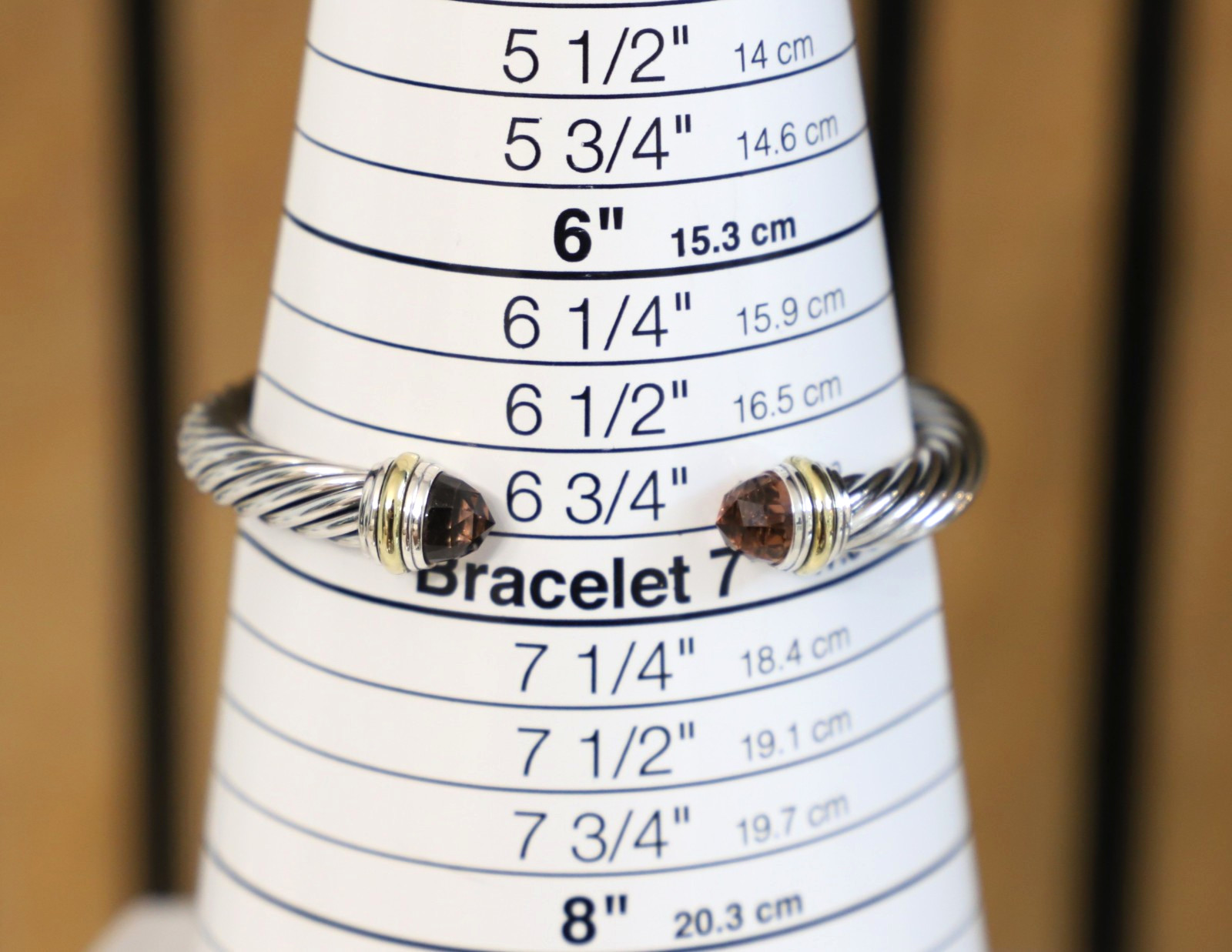 Women's David Yurman Morganite Bracelet Silver & 14k Gold, 7mm, size Medium