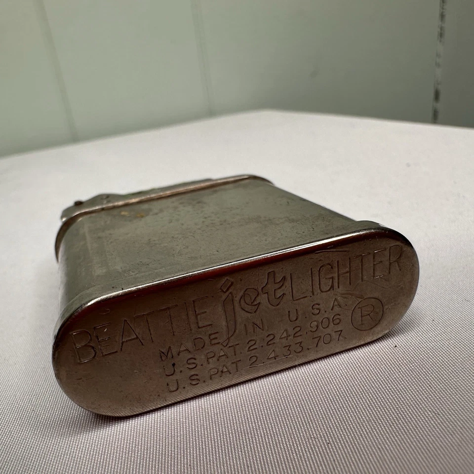Antiguo encendedor de bolsillo Beattie Jet años 40 cromado raro Foto 4 de 4
