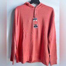 GAP Waffle Knit Henley Hoodie Coral Size Large