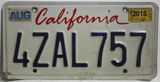 California Nummernschild USA Kennzeichen 2015 License Plate Schild Kalifornien