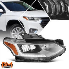 For 18-21 Chevrolet Equinox Passenger Right Side Chrome Amber Headlight Headlamp