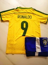R9 Ronaldo Brazil Retro Childrens Football Kit Age 12-13