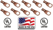 10 Copper Lug 8 AWG Gauge 10 Ring Wire Terminal Battery Cable End Connect USA
