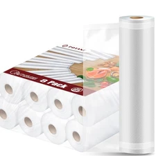 8 Pack 8"x20'(8Rolls) Thickened Vacuum Sealer Bags For Food, Textures on Both...