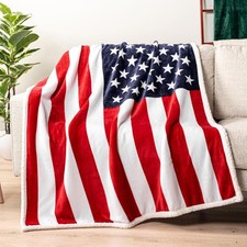 Pavilia Patriotic Blanket - American Flag Throw Blanket for Sofa Couch Bed, Soft