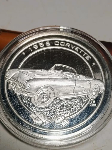 1oz  .999 Fine Silver Round 1956 Corvette Street Thunder Series