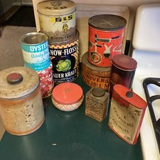 Lot Of 11 Vintage Tin Can Containers Various ...