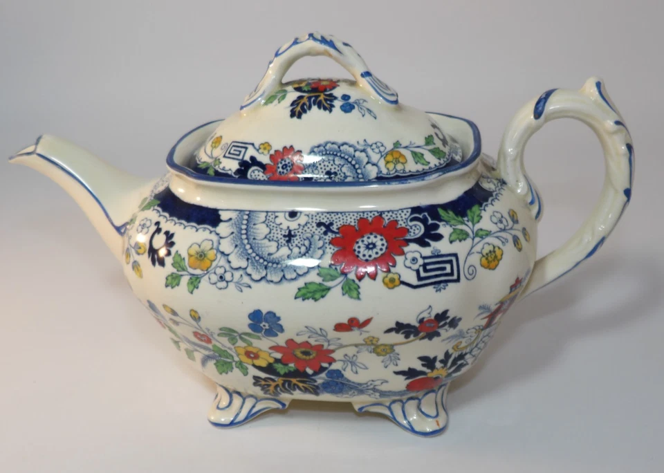 Coalport Kings Ware Canton Blue Edge 1 1/4 Pint Teapot c1920s VGC - Image 3 of 4