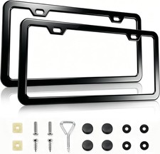 2-pack License Plate Frame Holder Black Aluminum Slim Fit For Carstrucks 2-pack License Plate Frame Holder Black Aluminum Slim Fit For Carstrucks