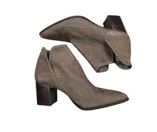 Sole Society SO-Dalphine Size 10M Brown Leather Studded Boots Block Heel Shoes