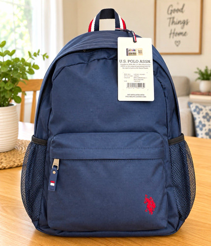 U.S. Polo Assn. Navy Backpack Daypack Extra Compartments 42cm New With Tags