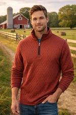 Lands End Quilted Quarter Zip Long Sleeve Pullover Men’s  Medium Tall Great Cond