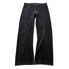 Juicy Couture Women's Faded Black Velour Flared Track Pant Loungewear Y2K Size M