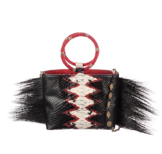 INGRID BRUHA Feather Bag Black Python Leather Wit… - image 1