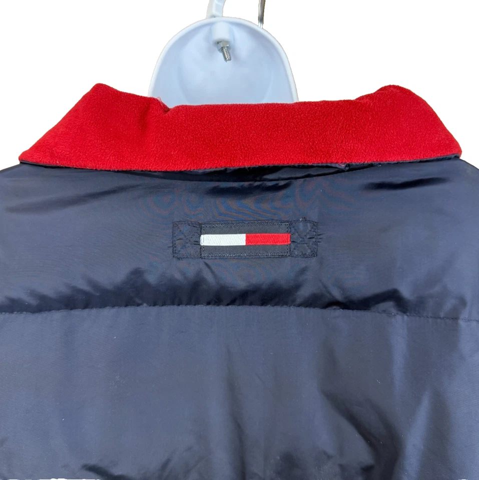 Tommy Hilfiger Men's XXL Down Parka Detachable Hood Navy Blue Puffer Coat 90's - Image 4 of 4