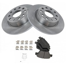 4Pcs Rear Ceramic Brake Pads 2Pcs Rotors Kit VW Audi 5 Lug BKA11124