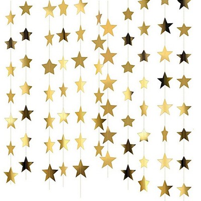 52 Fuß reflektierende Stern Papier Girlande, funkelnde Wimpel Banner Gold 