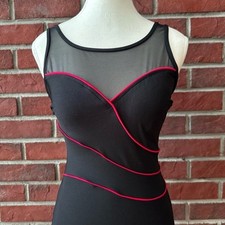 Robby Len Scoopback Blac Red One Piece SwimSuit Size 8