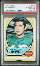 1970 Topps Joe Namath Signed Football Card #150 PSA/DNA 6 Miscut Certified HOF