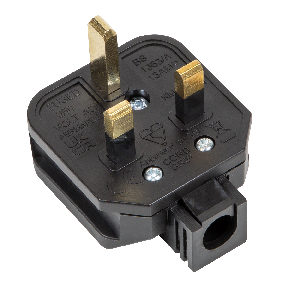 Sealey Rubber Plug 13Amp Heavy Duty Garage & Workshop Use - Black PL/13/3S