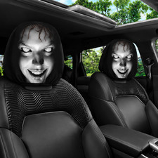 2PCS Ghost Face Headrest Covers, Auto Seat Universal Elastic Headrest Protector