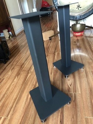 Minty! ELAC LS80 Speaker Stands. All metal. Fillable. 23 5/8'' Tall. Matte Gray.