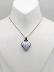Michelle Albala Sterling Silver Fluted Lavender Jade Heart Pendant Necklace 16" — photo 1