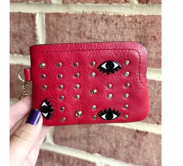 Rebecca Minkoff Cuero Rojo Mal de Ojo Pequeña Cartera Llavero Usado en Excelente Condición Foto 4 de 4